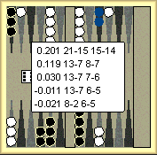 BGBlitz2Go showing the best moves
