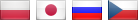 Bild der Flaggen von Polen, Japan, Russland und Tschechien